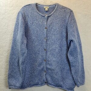 L.L. Bean Blue Marled Knit Cardigan